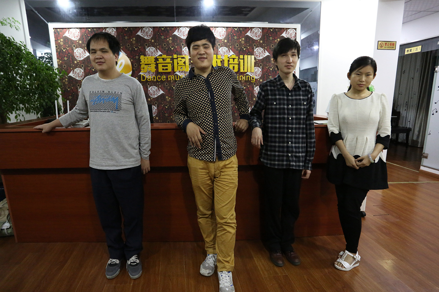 Four visually impaired classmates march to their own beat