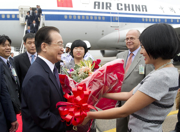 Wen arrives in Rio de Janeiro