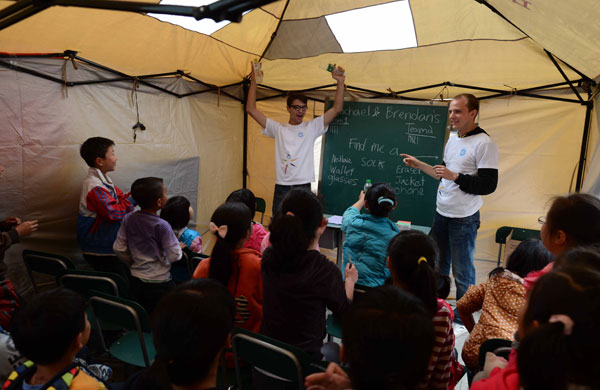 Volunteer team helping students find sense of normalcy