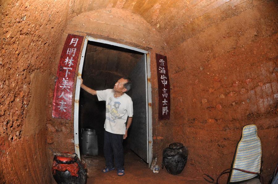 Elder digs cave house on hill in C China
