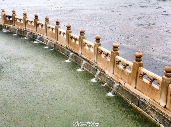 Forbidden City's ancient drainage prevents flooding despite severe rainstorm