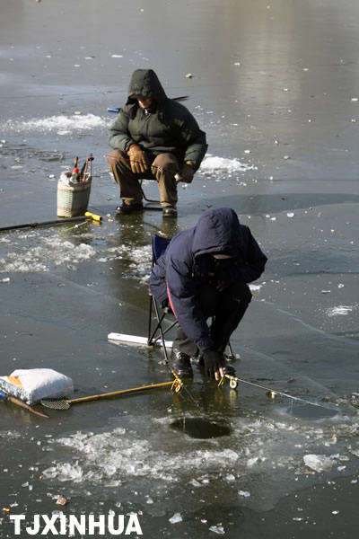 海河冰面垂釣樂