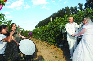 老兩口迎七夕佳節(jié) 地頭補拍婚紗照