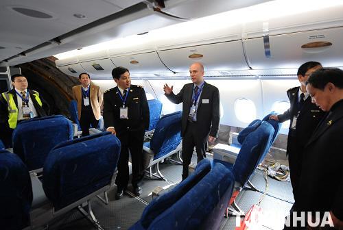空客A380飛機首次造訪天津