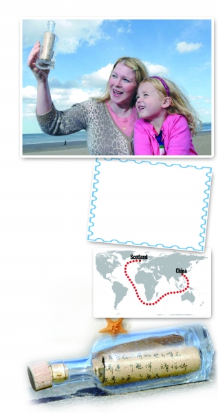 裝有中文情書漂流瓶驚現英國海灘 英一對母女撿到