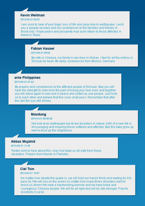 海外網友寄語雅安地震：風雨過后是彩虹