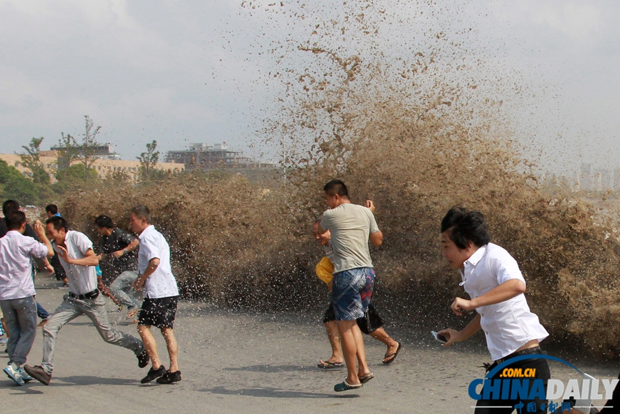 杭州：“天兔”助力 錢江潮水更“兇猛”