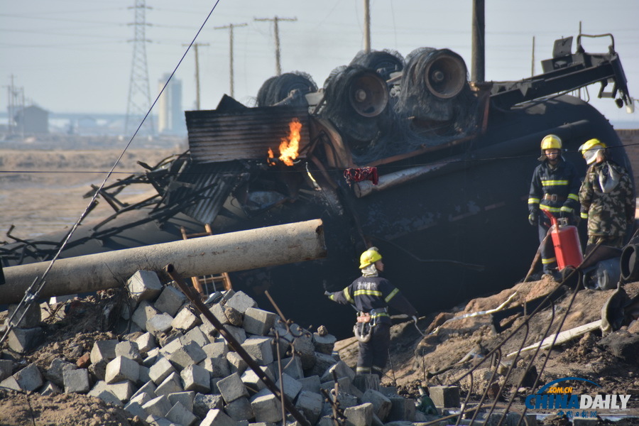 組圖：河北黃驊液化氣站爆炸事故：唯一遺留明火被熄滅