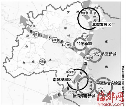 福州首提“福州新區”概念：面朝東海 南北兩翼