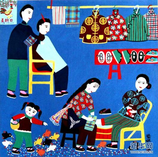 古稀金山農民畫師創作新品迎接首個老年節