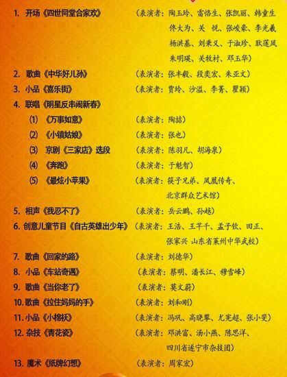 2015羊年央視春晚節目單出爐 難忘今宵壓軸|圖