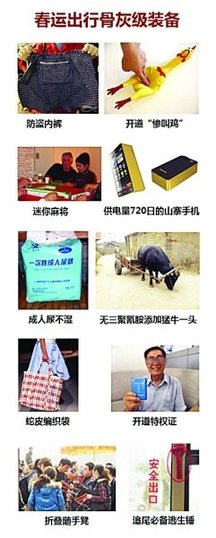 “春運(yùn)青年圖譜”網(wǎng)上爆紅惡搞創(chuàng)意裝備稱(chēng)絕（圖）