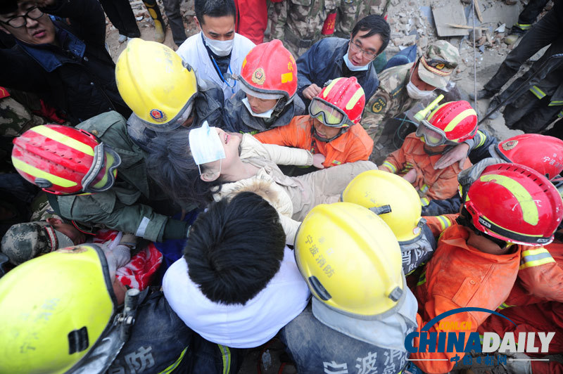 現場直擊：浙江寧波塌樓事故第二名被埋者獲救