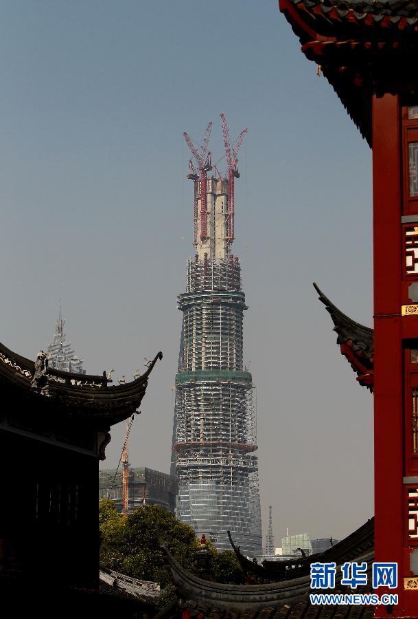 國(guó)內(nèi)在建第一高樓“上海中心”突破500米