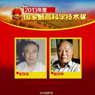 習(xí)近平向張存浩、程開甲頒發(fā)獎(jiǎng)勵(lì)證書