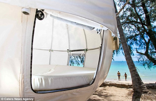 法國男子發明“繭床”可吊在林間(組圖)