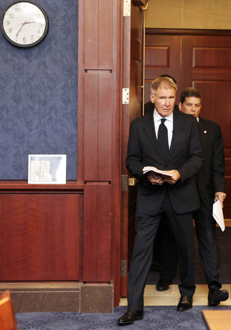 Harrison Ford attends Senate meeting