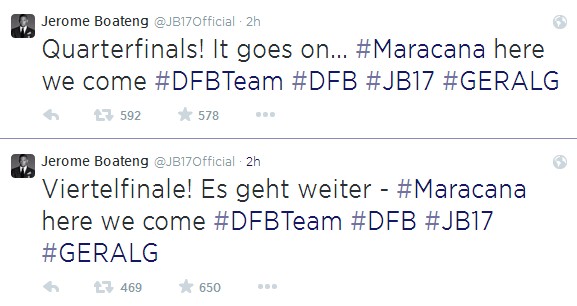 德國2-1勝 眾將紛紛發推各抒己見