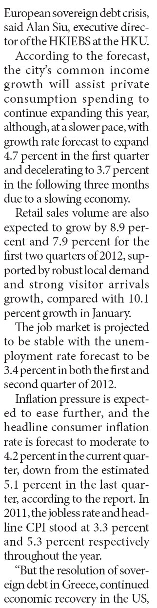 Hong Kong's Q2 economic growth tipped to rise: HKU