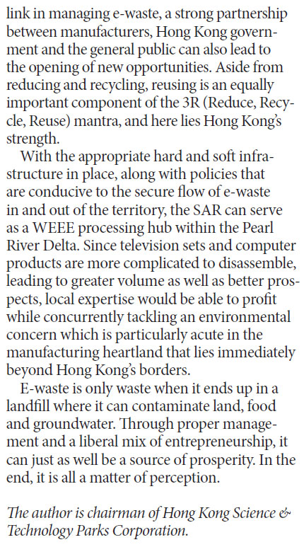 HK can become e-waste processing hub