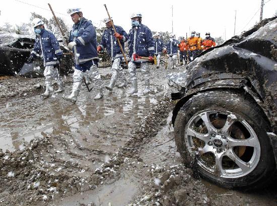 組圖：日本仙臺災區天降大雪 救災工作仍井然有序