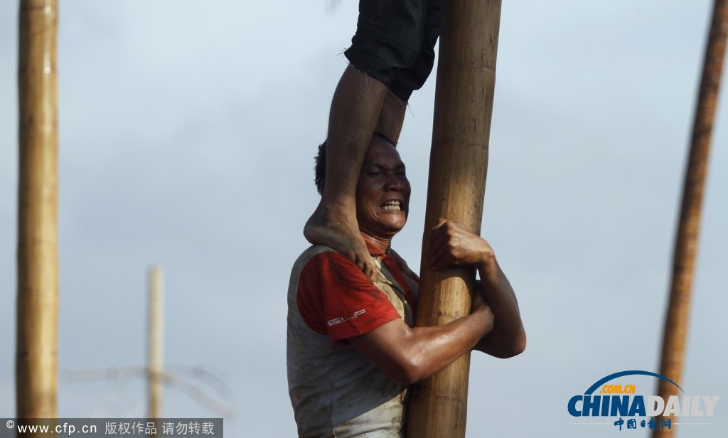 以國(guó)家名義狂歡 印尼民眾爬高奪獎(jiǎng)慶祝獨(dú)立日（圖）