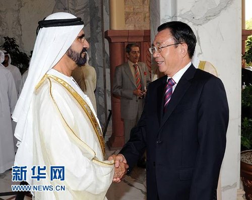 賀國強(qiáng)會見阿聯(lián)酋副總統(tǒng)兼總理