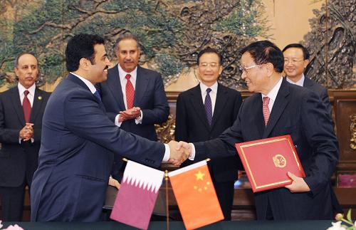 溫家寶會見卡塔爾首相