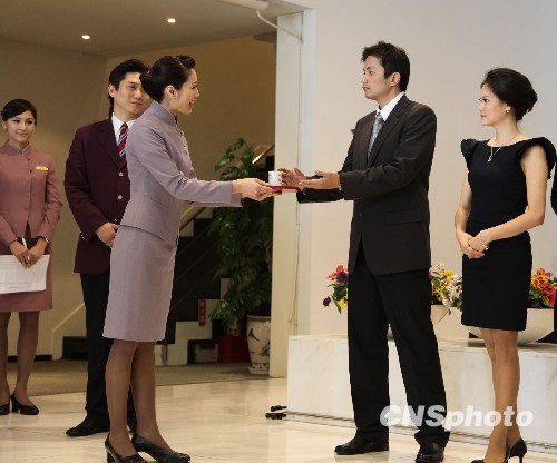 圖：臺灣華航為“世博會”臺灣館培訓接待員