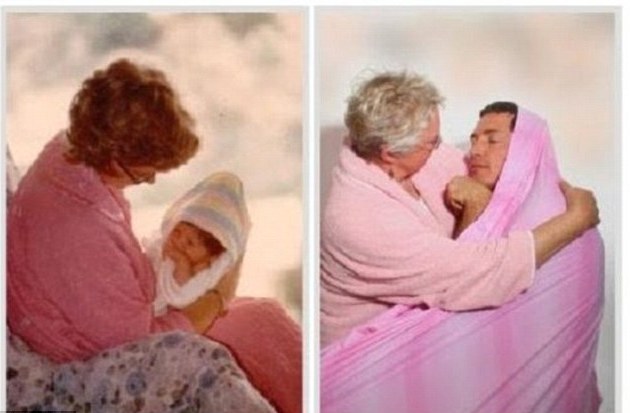 今昔對比“穿越”照:多年后愛依然濃、姿勢依然“銷魂”