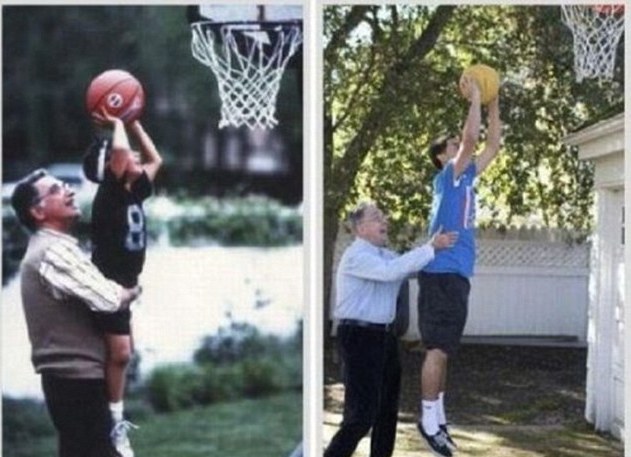 今昔對比“穿越”照:多年后愛依然濃、姿勢依然“銷魂”