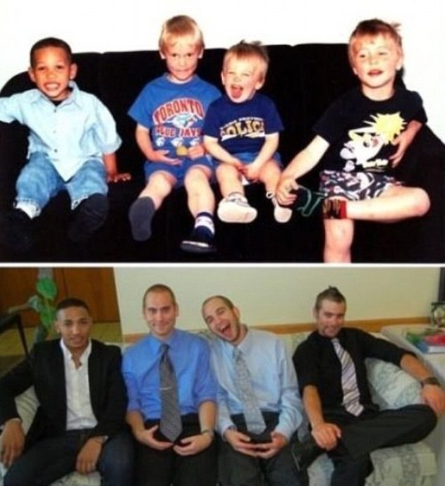 今昔對比“穿越”照：多年后愛依然濃、姿勢依然“銷魂”