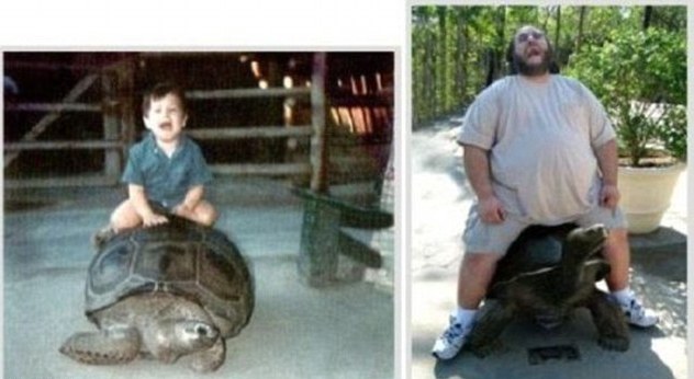 今昔對比“穿越”照:多年后愛依然濃、姿勢依然“銷魂”