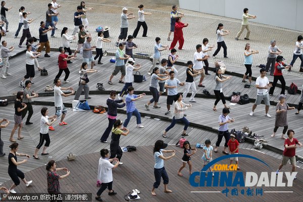日本東京開展太極拳晨練活動(dòng) 數(shù)百民眾參與（組圖）