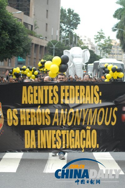 巴西聯邦警察收入低 罷工游行要求漲工資（組圖）