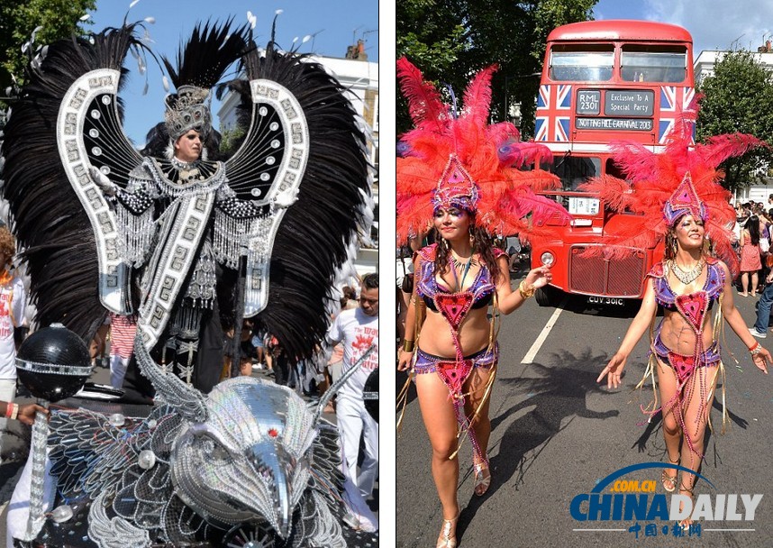 英國諾丁山狂歡節 陽光、美女匯聚成歡樂海洋（圖）