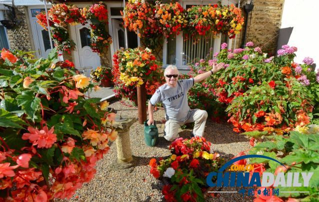 英國74歲盲人種植鮮艷花卉 靠觸覺和嗅覺做園藝