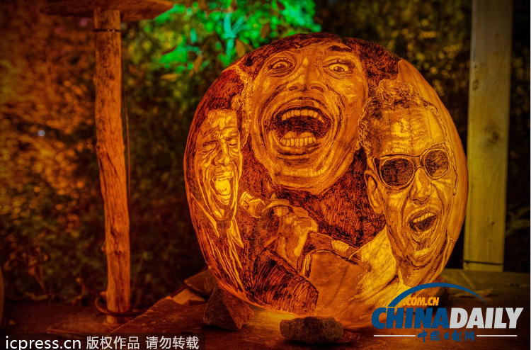美國舉行創(chuàng)意南瓜燈展 數千作品讓人眼花繚亂