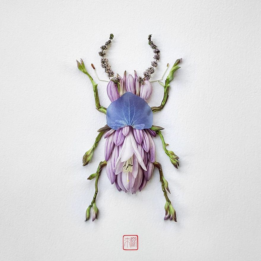 你怕蟲子嗎？來看看這些用花瓣做成的蟲子（組圖）