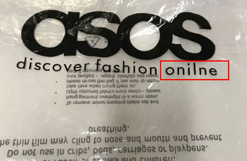 英國電商ASOS為包裝拼寫錯(cuò)誤致歉，這些錯(cuò)別字真的很尷尬！