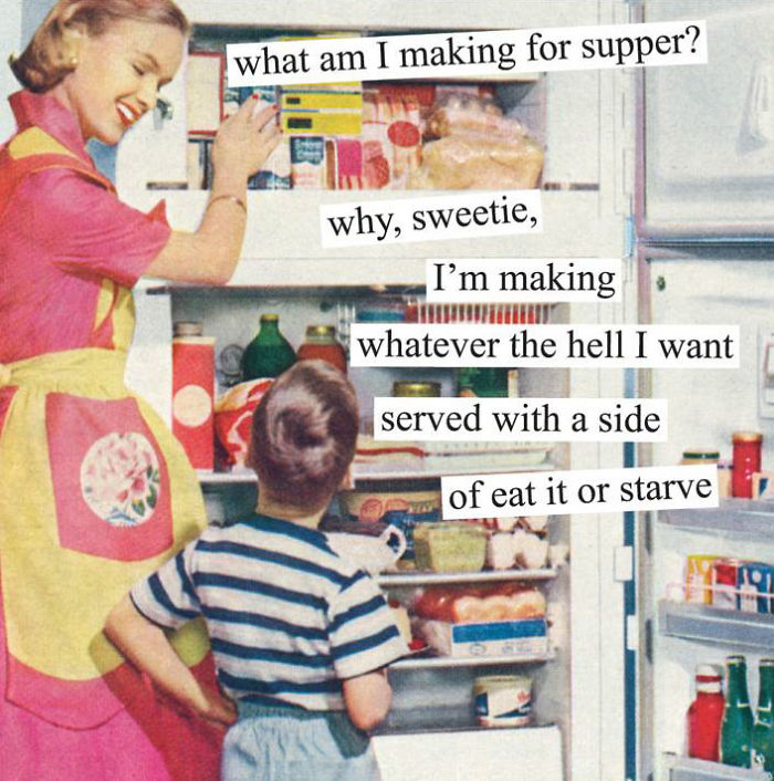 這些老插畫中的完美主婦都被這個段子手給毀了（組圖）