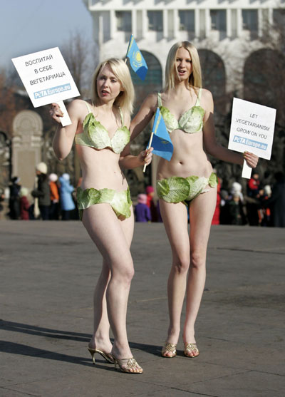 PETA members urge Kazakhs to go vegetarian
