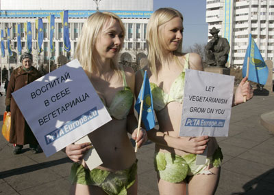 PETA members urge Kazakhs to go vegetarian