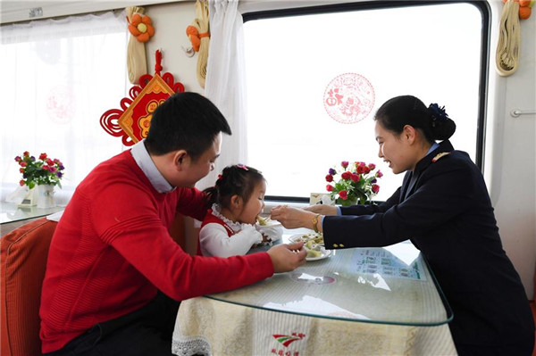 Family reunion dinner on the train