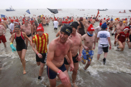 New year swimming event in Belgium