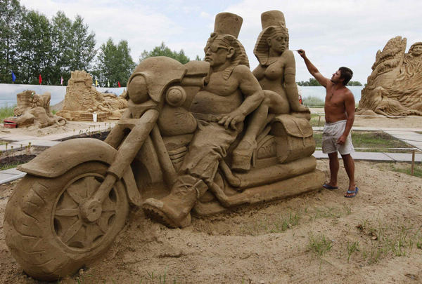 Sand sculptures in Russia's Krasnoyarsk