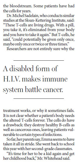 Altered immune cells rid a girl of her cancer