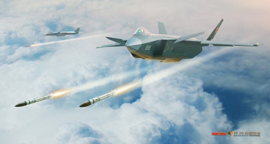 驚艷！網友繪制殲-20戰機發射空空導彈猛圖