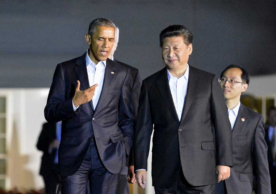 Xi, Obama go tieless to untie various issues at private dinner