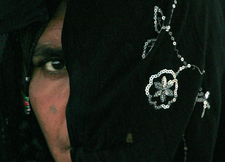 Displaced people at a repatriation centre in Pakistan